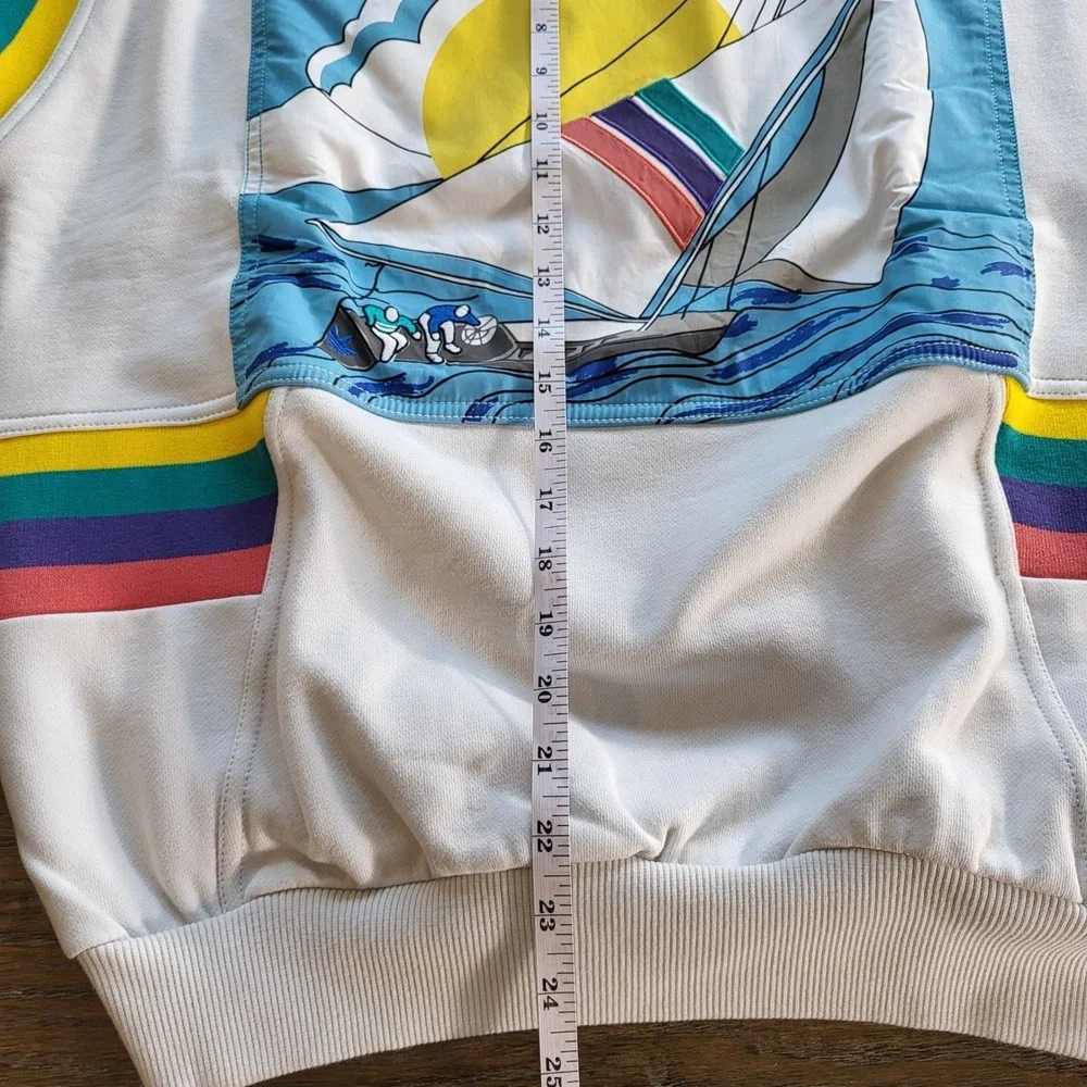 Adidas Originals Sailing Crew Sweatshirt White Multi AJ7405 Mens Small NWT